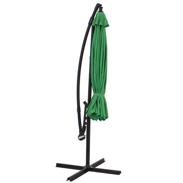 Sunnydaze 9.5 ft Cantilever Offset Patio Umbrella with Crank - Emerald Image 8