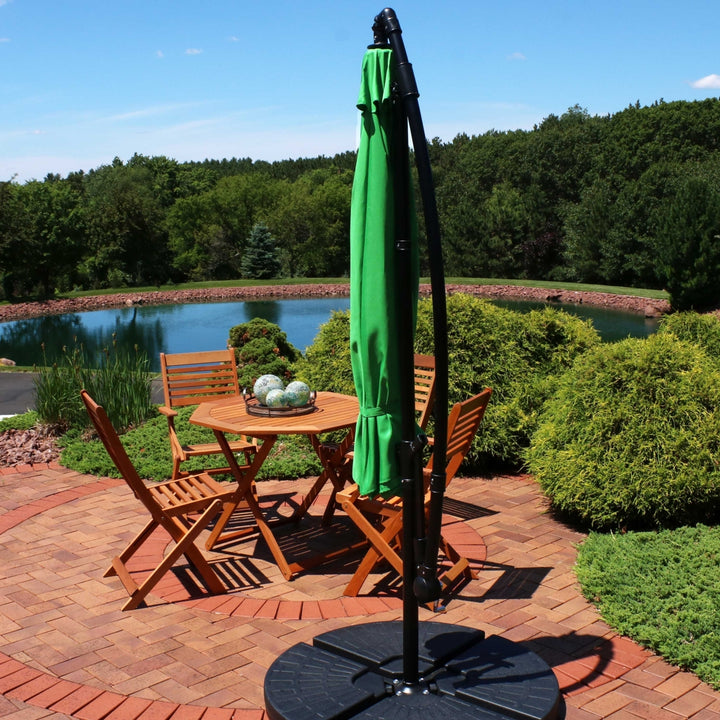 Sunnydaze 9.5 ft Cantilever Offset Patio Umbrella with Crank - Emerald Image 5