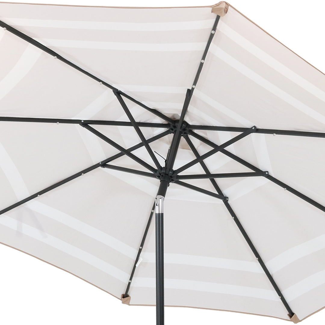 Sunnydaze 9 ft Solar Patio Umbrella with Lights, Tilt, and Crank - Beige Image 5