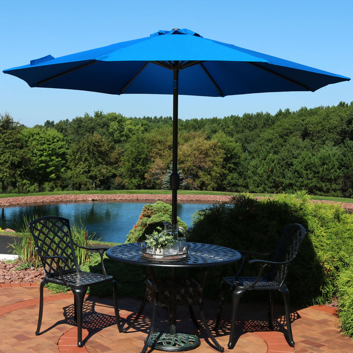 Sunnydaze 9 ft Sunbrella Patio Umbrella with Tilt and Crank - Pacific Blue Image 6