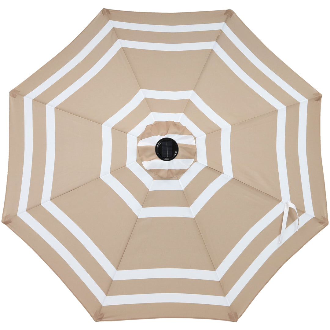 Sunnydaze 9 ft Solar Patio Umbrella with Lights, Tilt, and Crank - Beige Image 6