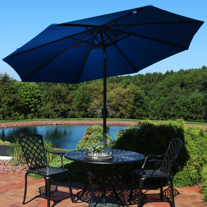 Sunnydaze 9 ft Sunbrella Patio Umbrella with Tilt and Crank - Pacific Blue Image 5