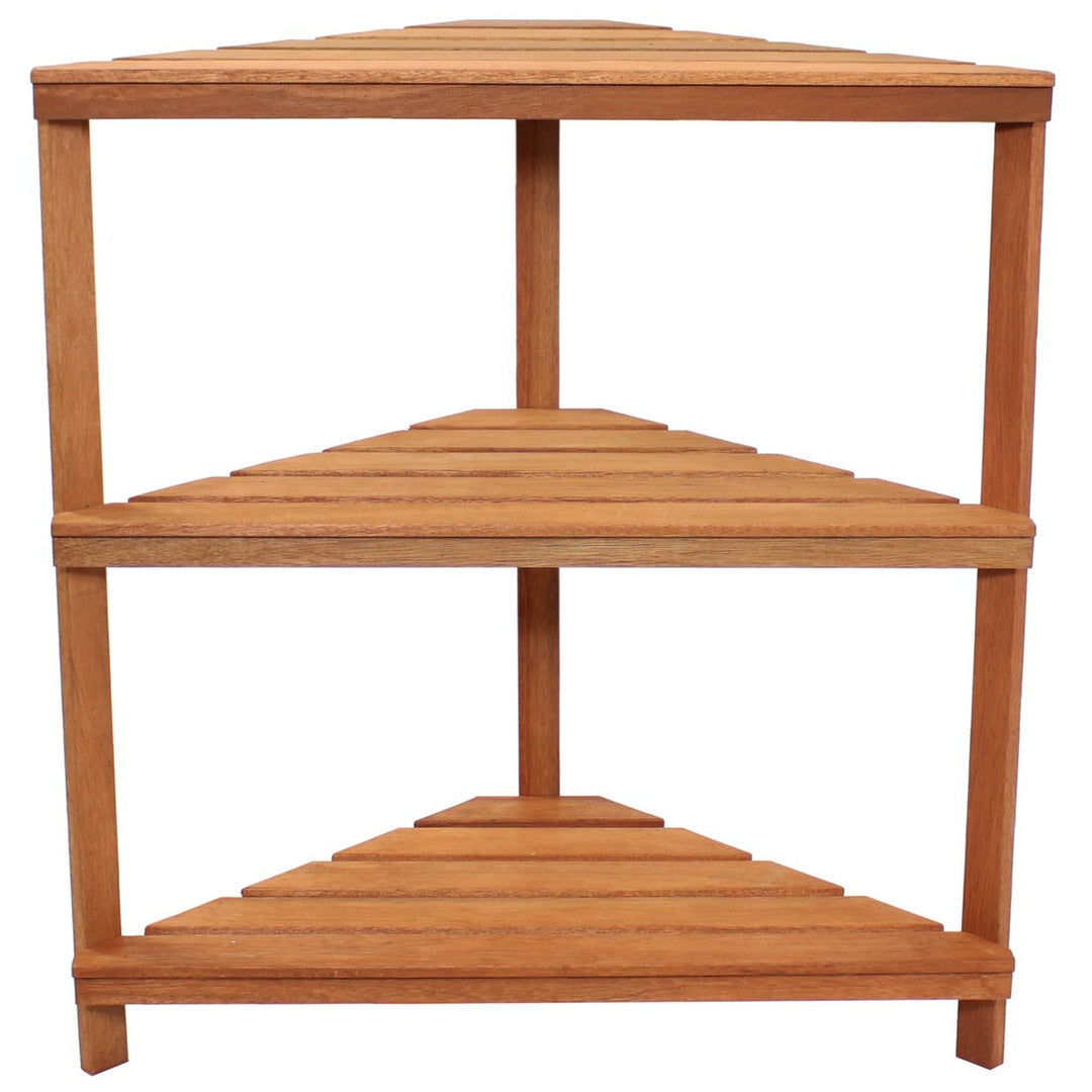 Sunnydaze Meranti Wood/Teak Oil Finish 3-Tier Corner Plant Stand - 36 in Image 8