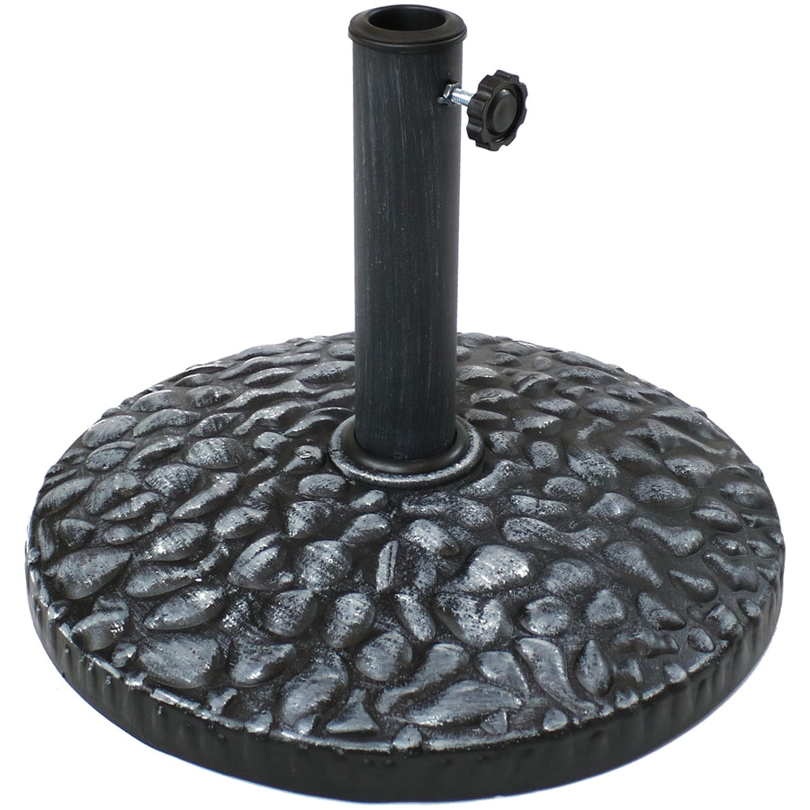 Sunnydaze 18 in Pebble Texture Resin Round Patio Umbrella Base - Grey Image 1