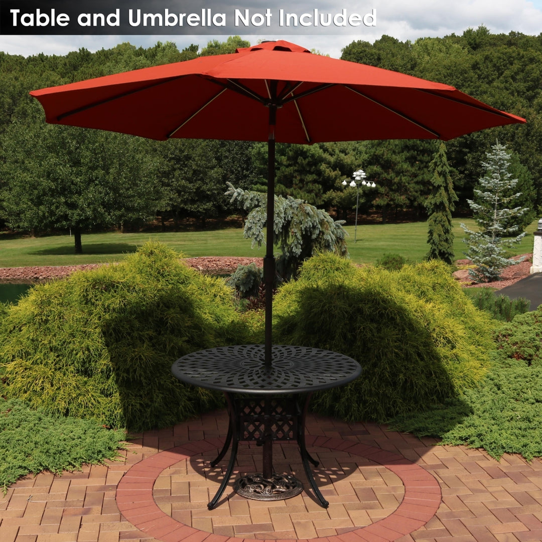 Sunnydaze 16 in Rose Blossom Cast Iron Round Patio Umbrella Base - Bronze Image 7