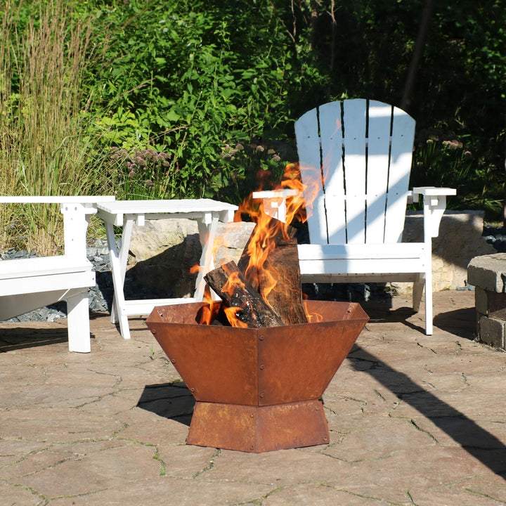 Sunnydaze 23 in Rustic Affinity Steel Fire Pit with Pedestal Stand Image 4