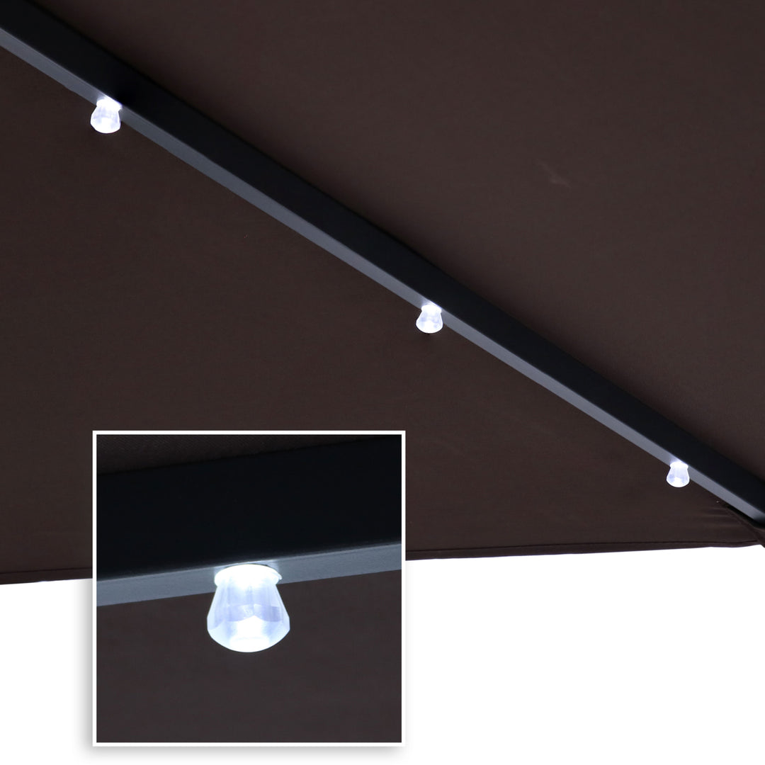 Sunnydaze 10 ft Solar Offset Steel Patio Umbrella with Crank - Brown Image 5