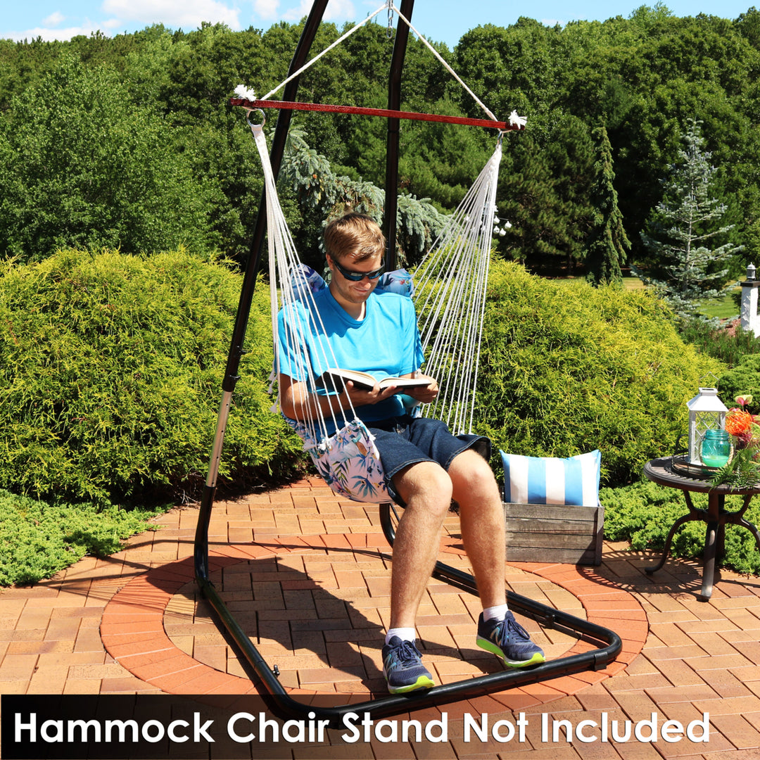 Sunnydaze Polyester Hammock Chair with Spreader Bar/Cushion Back - Parrot Image 8