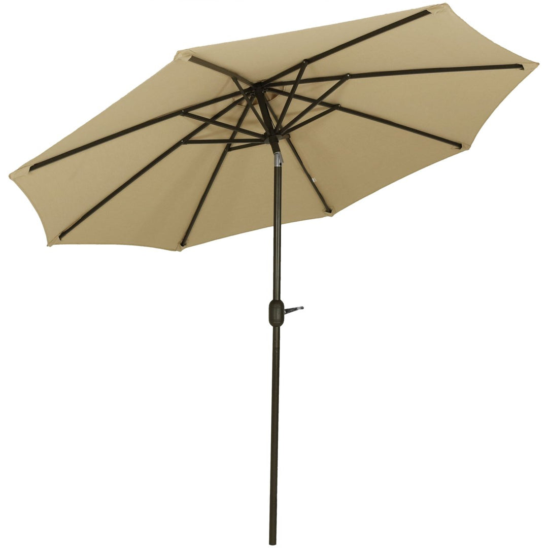 Sunnydaze 9 ft Sunbrella Patio Umbrella with Tilt and Crank - Beige Image 1