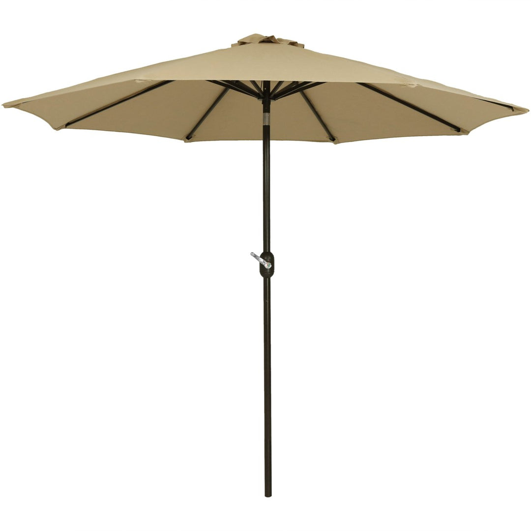 Sunnydaze 9 ft Sunbrella Patio Umbrella with Tilt and Crank - Beige Image 7