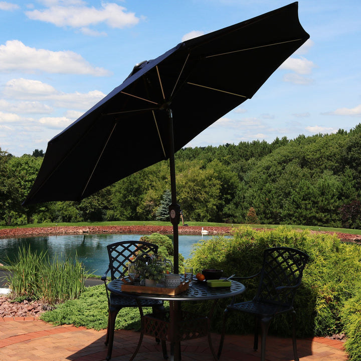 Sunnydaze 9 ft Solar Sunbrella Patio Umbrella with Tilt - Navy Blue Image 5