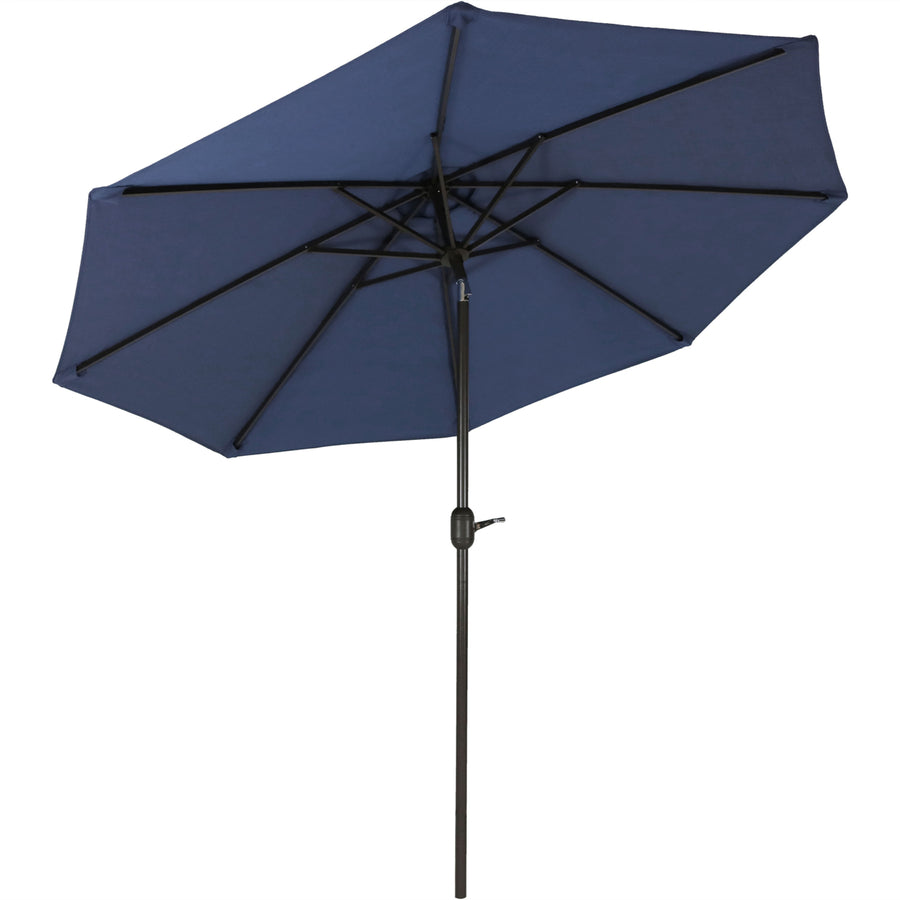 9 ft Aluminum Patio Umbrella with Tilt and Crank - Navy Blue by Sunnydaze Image 1
