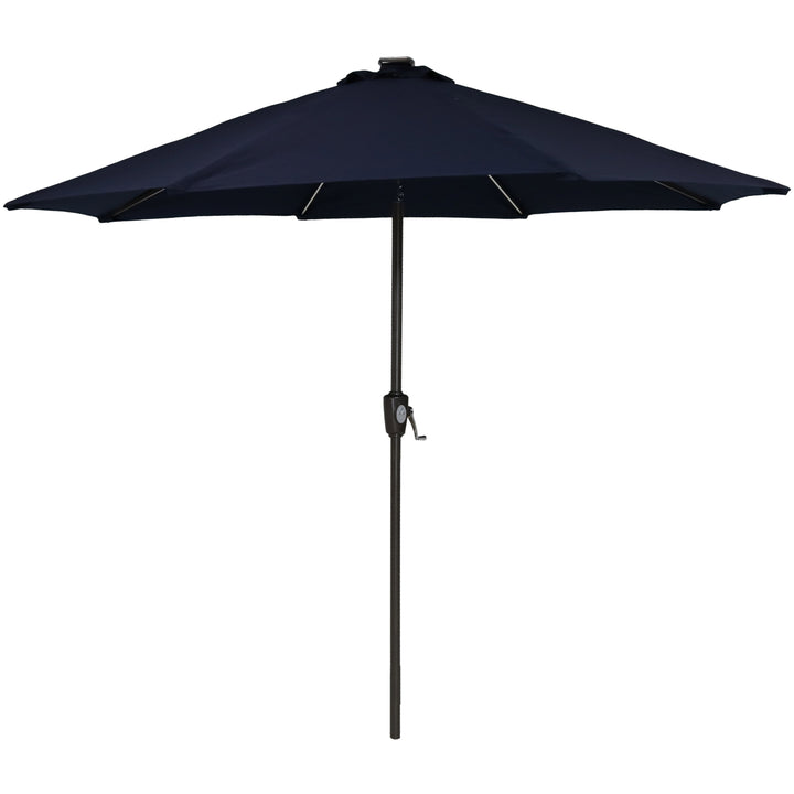 Sunnydaze 9 ft Solar Sunbrella Patio Umbrella with Tilt - Navy Blue Image 11