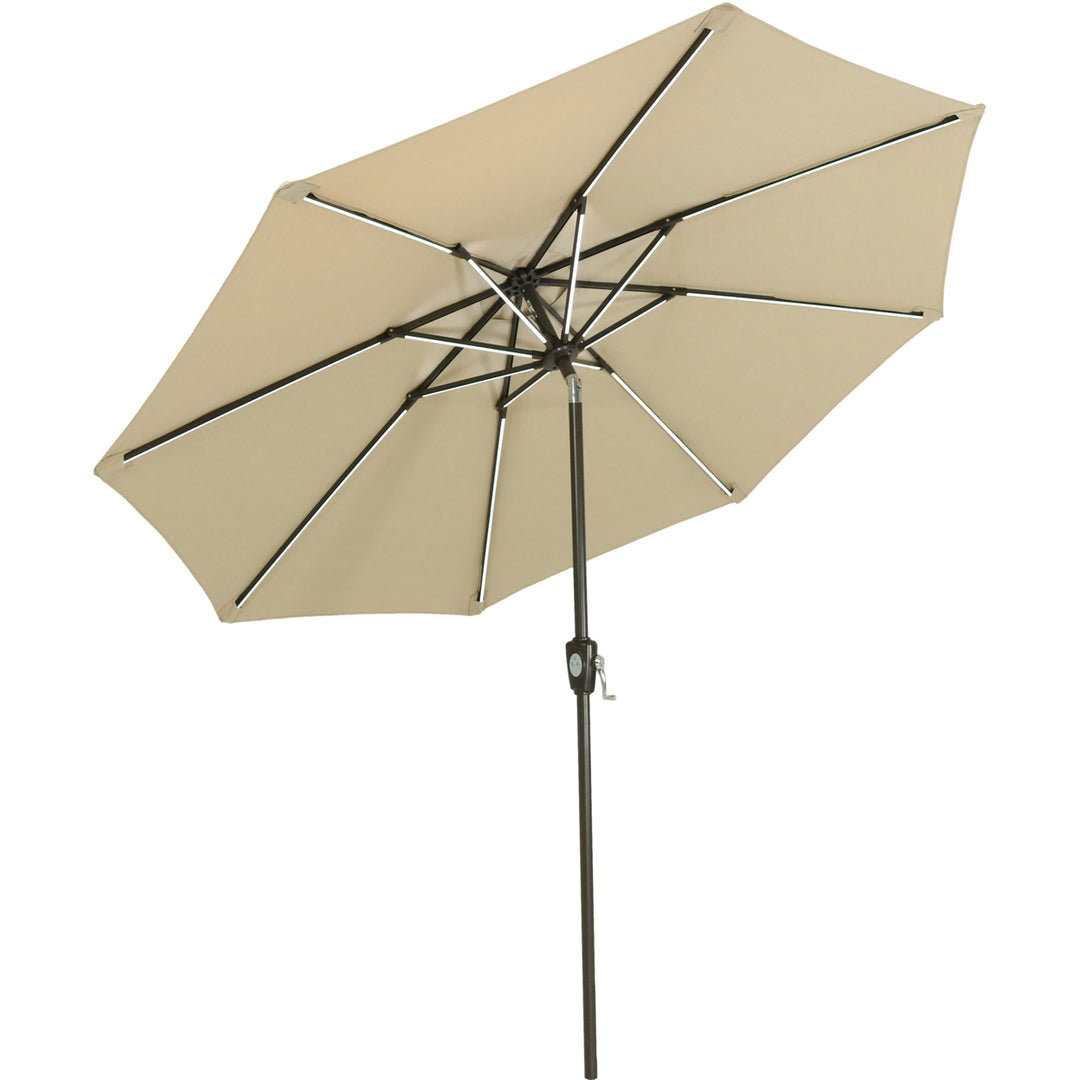 Sunnydaze 9 ft Solar Sunbrella Patio Umbrella with Tilt - Beige Image 1