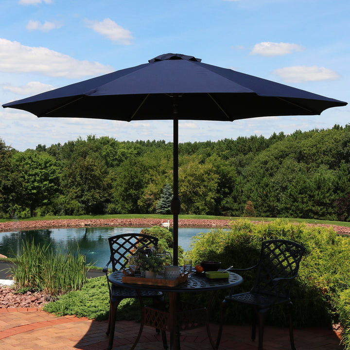 Sunnydaze 9 ft Sunbrella Patio Umbrella with Tilt and Crank - Navy Blue Image 5