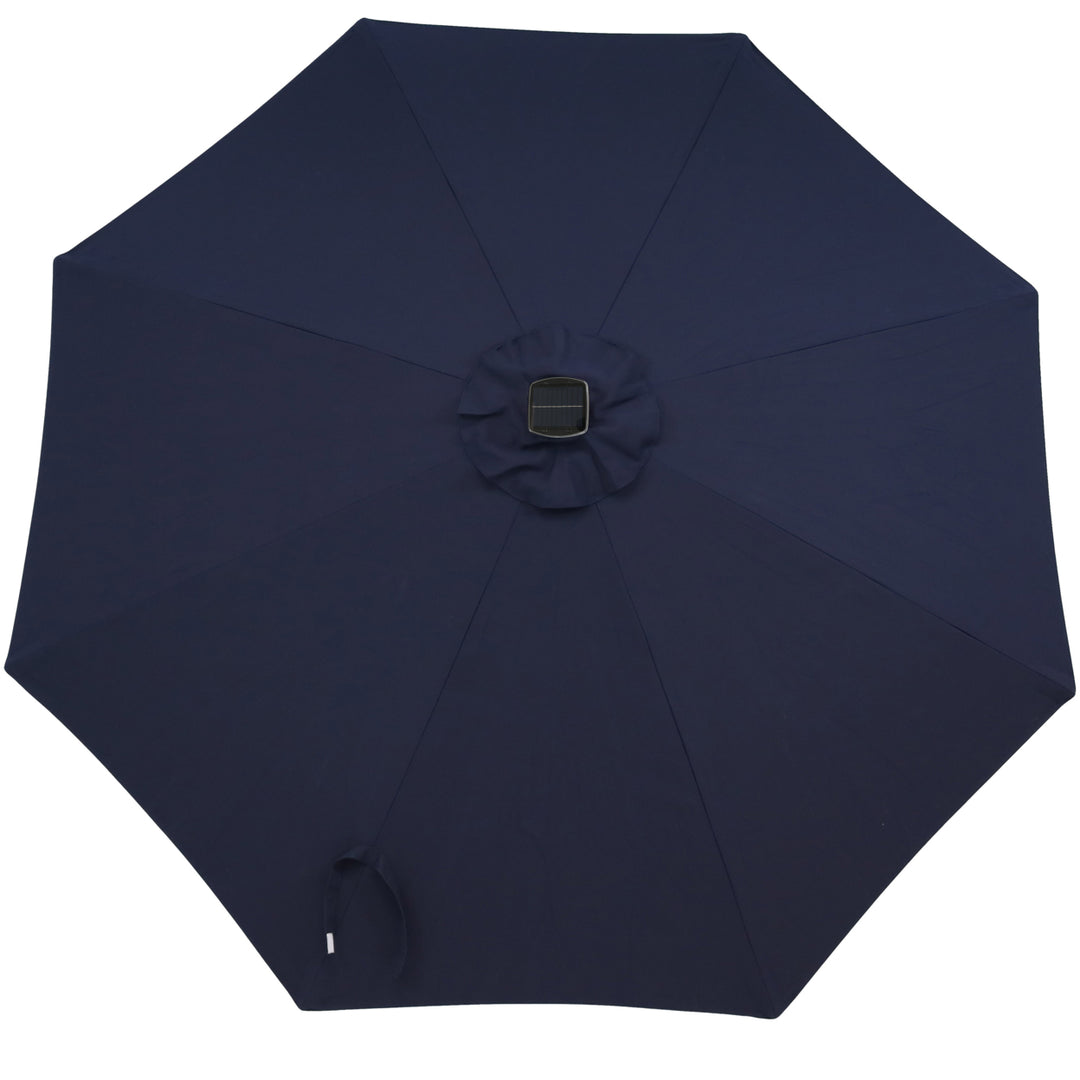 Sunnydaze 9 ft Solar Sunbrella Patio Umbrella with Tilt - Navy Blue Image 10