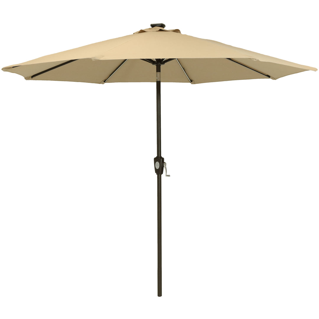 Sunnydaze 9 ft Solar Sunbrella Patio Umbrella with Tilt - Beige Image 11