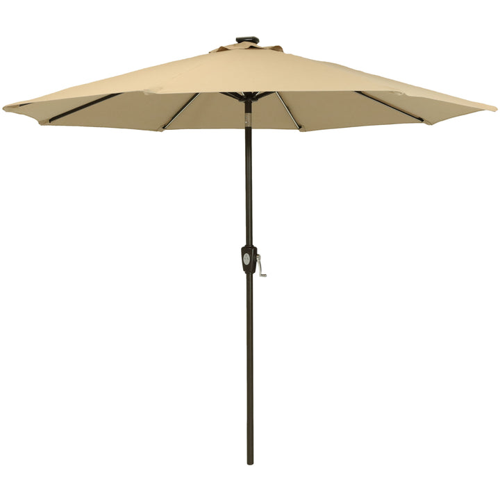 Sunnydaze 9 ft Solar Sunbrella Patio Umbrella with Tilt - Beige Image 11