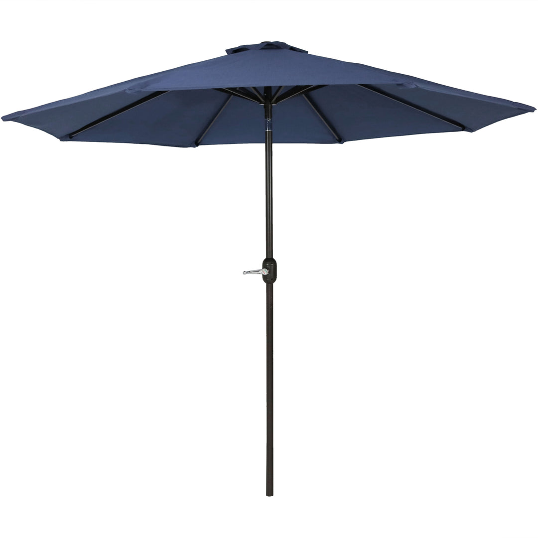 9 ft Aluminum Patio Umbrella with Tilt and Crank - Navy Blue by Sunnydaze Image 5