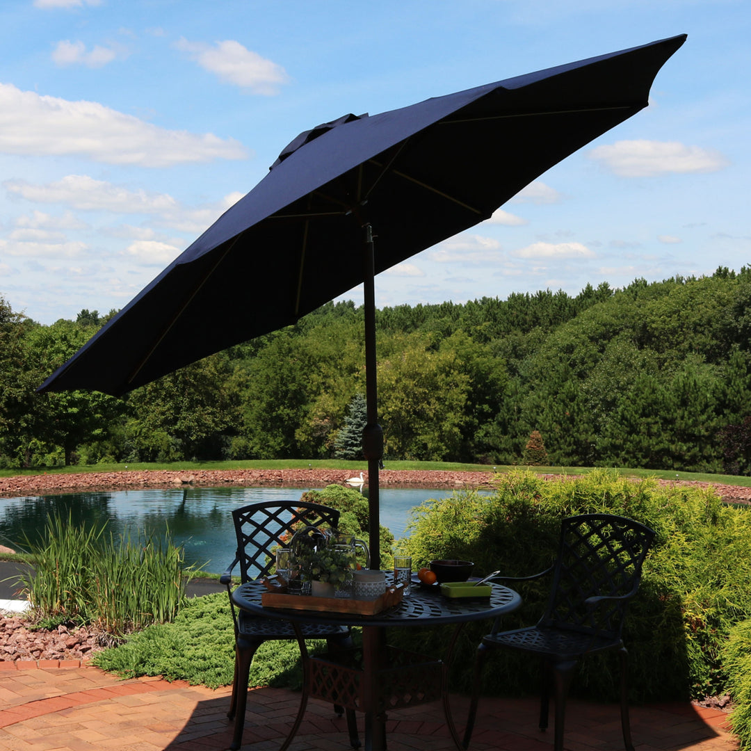 Sunnydaze 9 ft Sunbrella Patio Umbrella with Tilt and Crank - Navy Blue Image 6