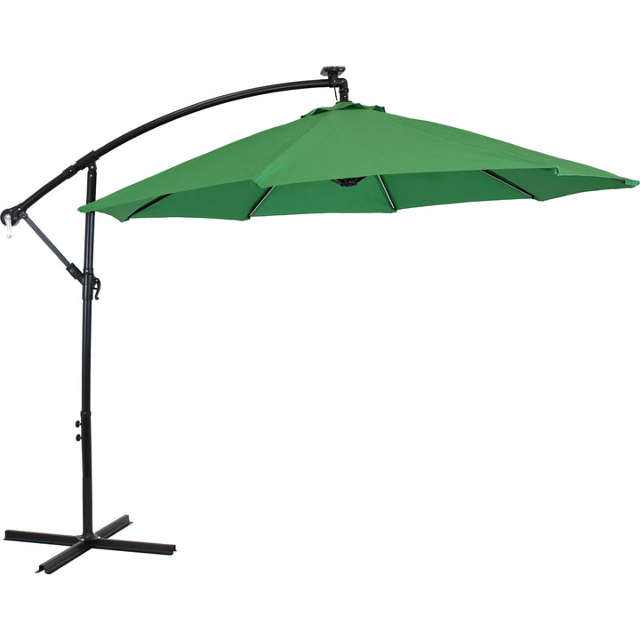 Sunnydaze 9.5 ft Solar Cantilever Offset Patio Umbrella - Emerald Image 1