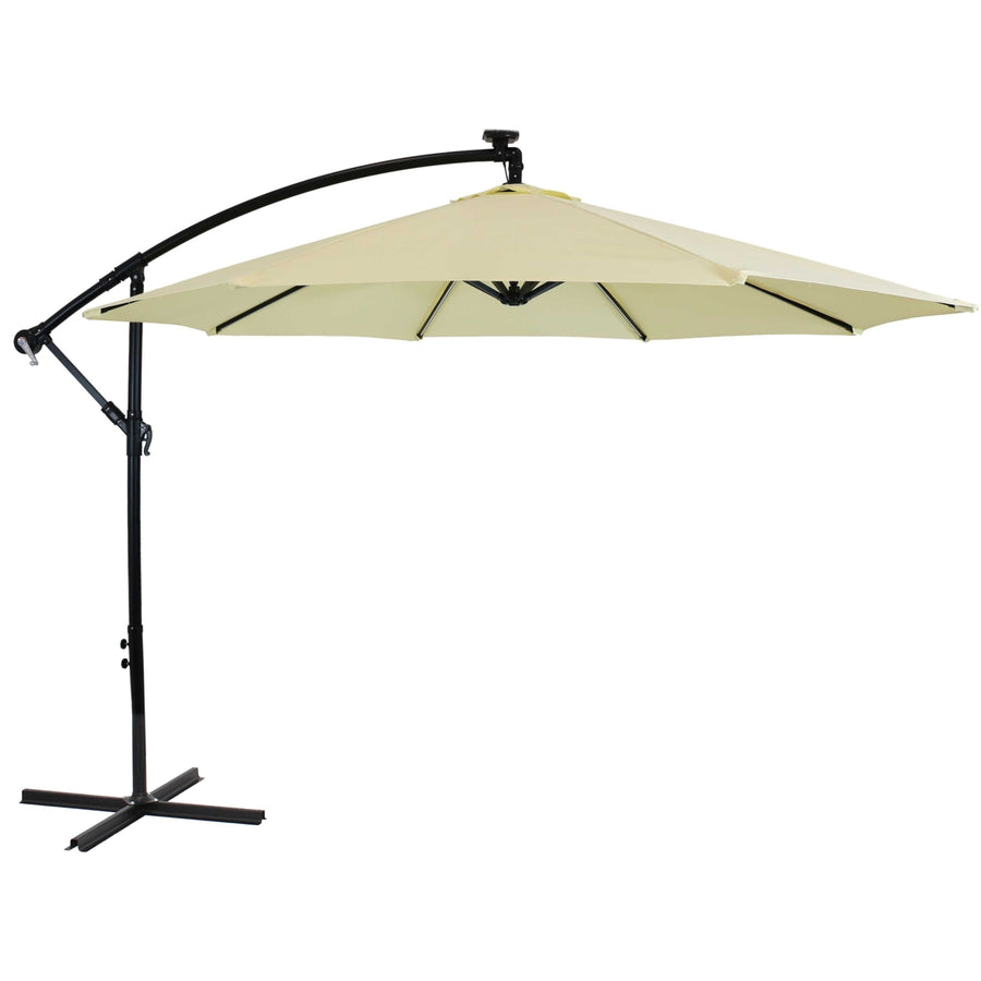 Sunnydaze 9.5 ft Solar Cantilever Offset Patio Umbrella - Pale Buttercup Image 1