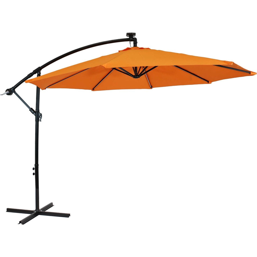 Sunnydaze 9.5 ft Solar Cantilever Offset Patio Umbrella - Tangerine Image 1