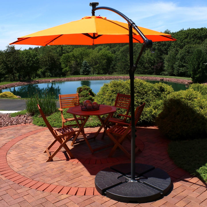 Sunnydaze 9.5 ft Solar Cantilever Offset Patio Umbrella - Tangerine Image 5