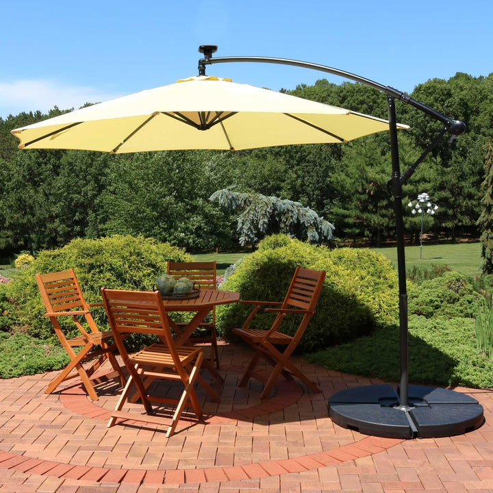 Sunnydaze 9.5 ft Solar Cantilever Offset Patio Umbrella - Pale Buttercup Image 4