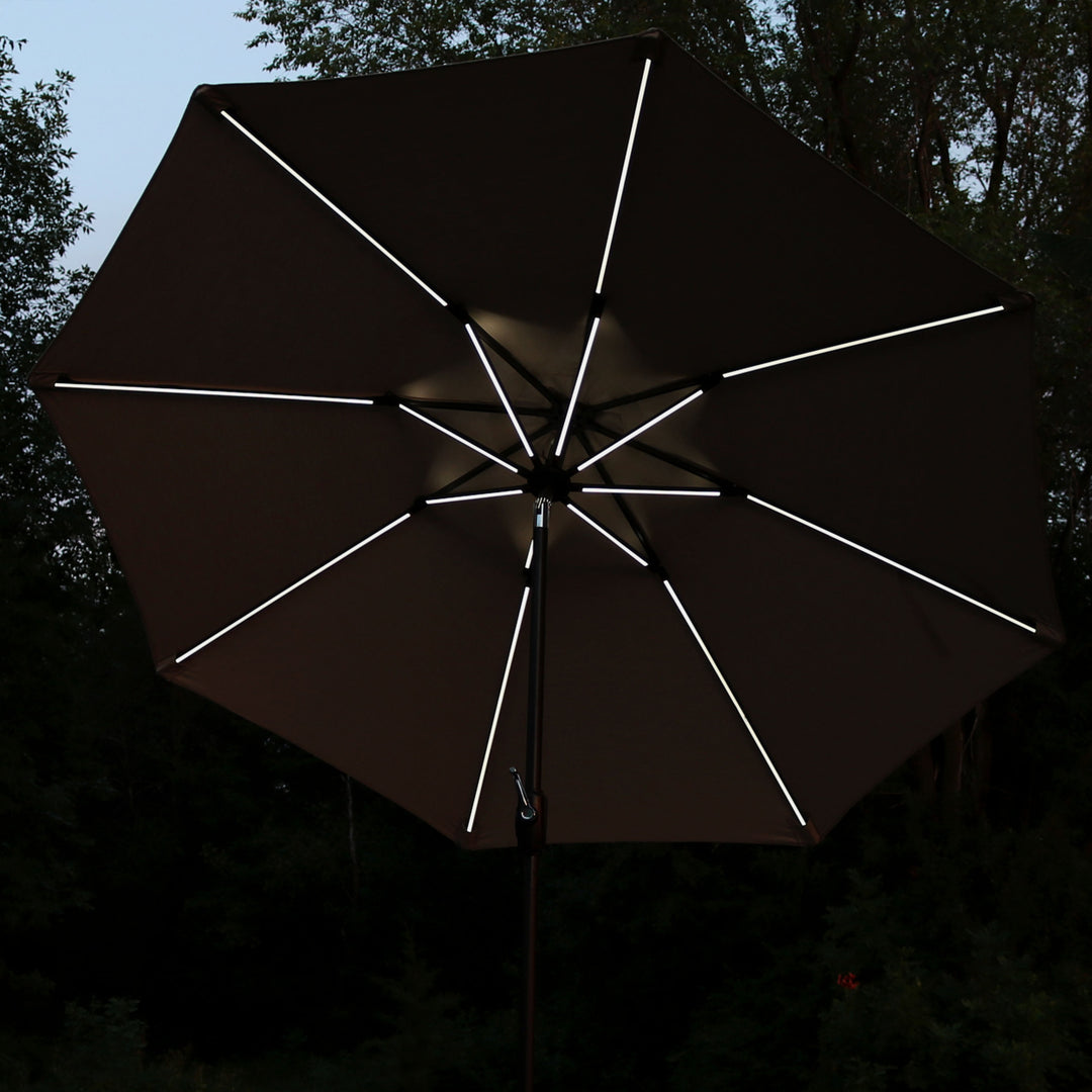 Sunnydaze 9 ft Solar Sunbrella Patio Umbrella with Tilt - Beige Image 8