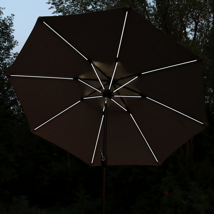 Sunnydaze 9 ft Solar Sunbrella Patio Umbrella with Tilt - Beige Image 8