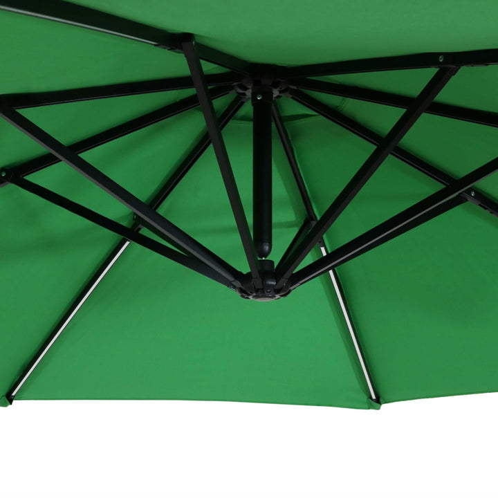 Sunnydaze 9.5 ft Solar Cantilever Offset Patio Umbrella - Emerald Image 8