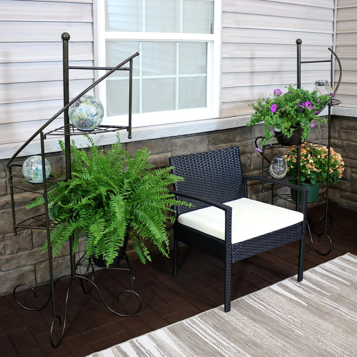 Sunnydaze Black Iron 4-Tier Spiral Staircase Plant Stand - 56 in - Set of 2 Image 5