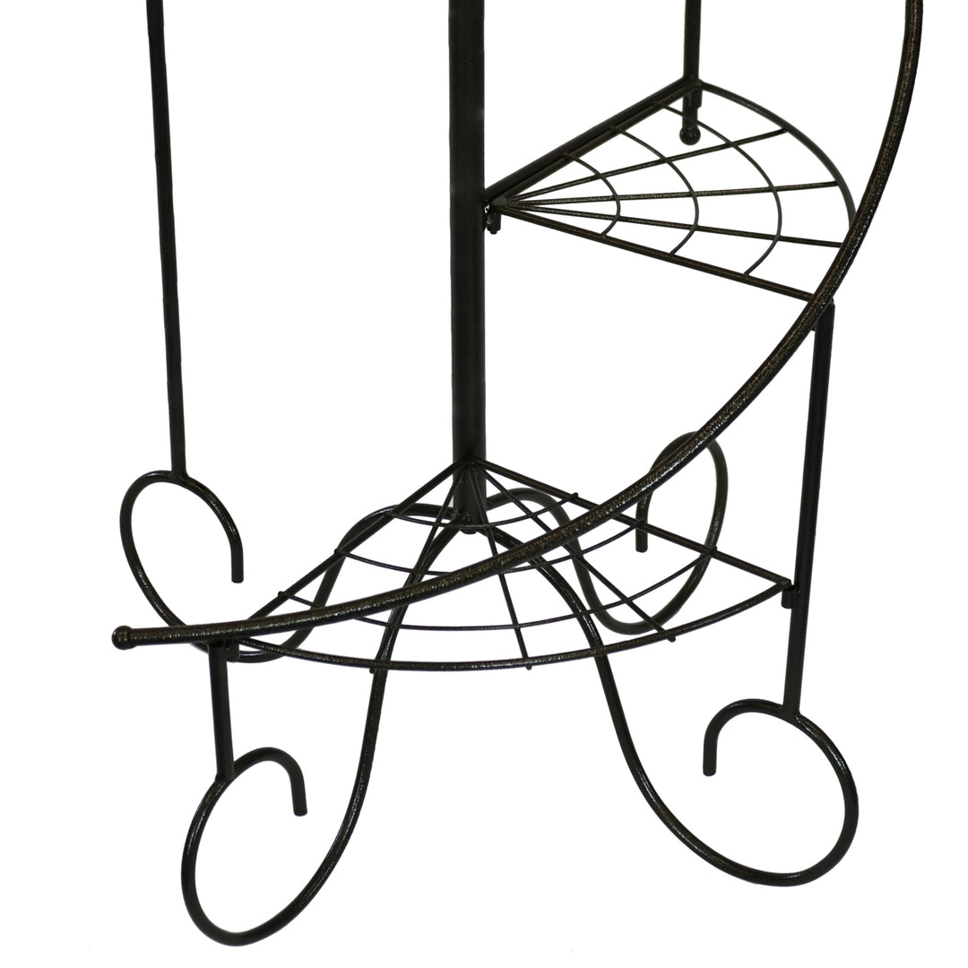 Sunnydaze Black Iron 4-Tier Spiral Staircase Plant Stand - 56 in - Set of 2 Image 9