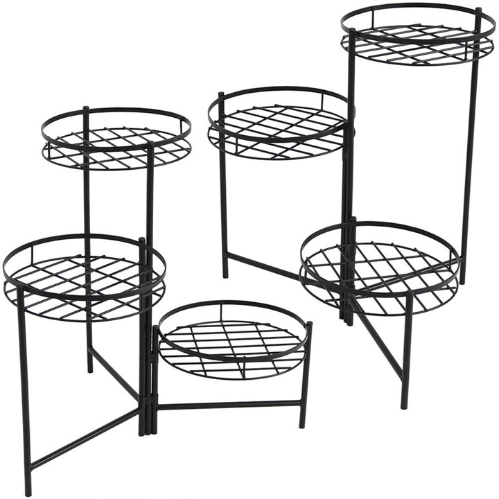 Sunnydaze Black Iron 3-Tier Outdoor Plant Stand - 22 in - Set of 2 Image 1