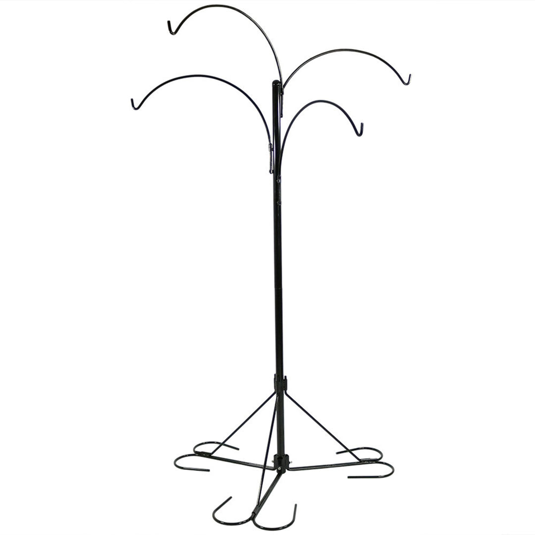 Sunnydaze Black Steel Hanging Basket Stand with 4 Adjustable Arms - 84 in Image 1