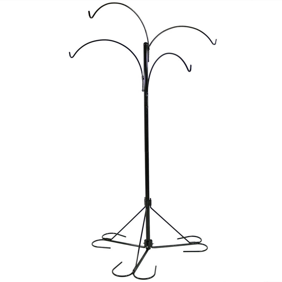 Sunnydaze Black Steel Hanging Basket Stand with 4 Adjustable Arms - 84 in Image 1