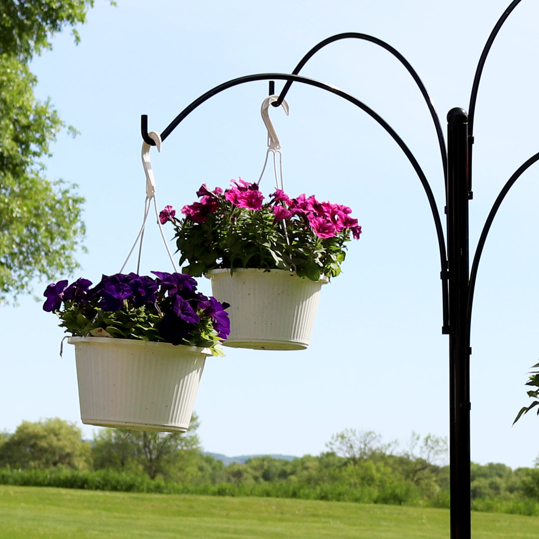 Sunnydaze Black Steel Hanging Basket Stand with 4 Adjustable Arms - 84 in Image 5