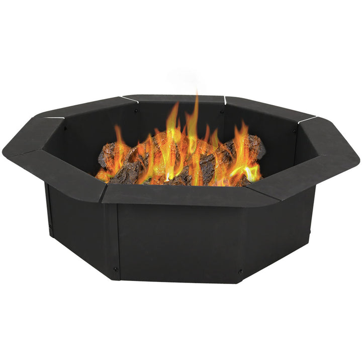 Sunnydaze 30 in Heavy-Duty Steel Octagon Above/In-Ground Fire Pit Liner Image 1