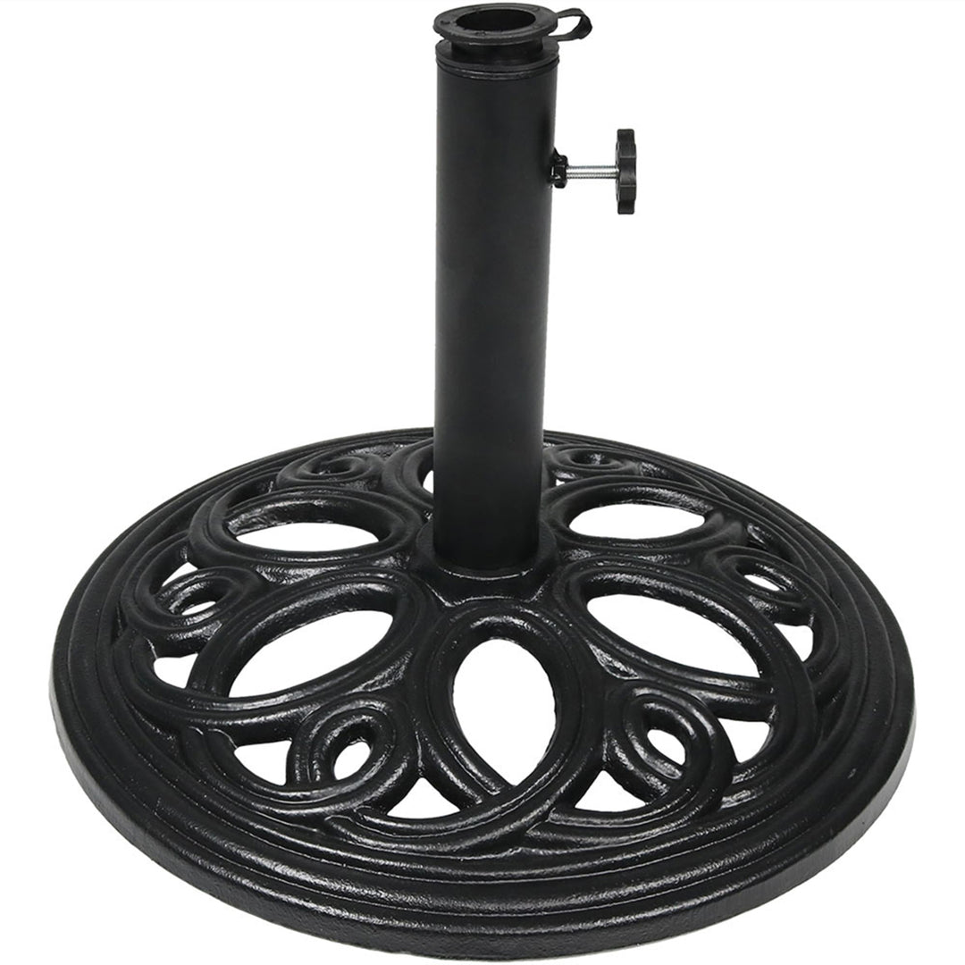 Sunnydaze 18 in Decorative Cast Iron Round Patio Umbrella Base - Black Image 1