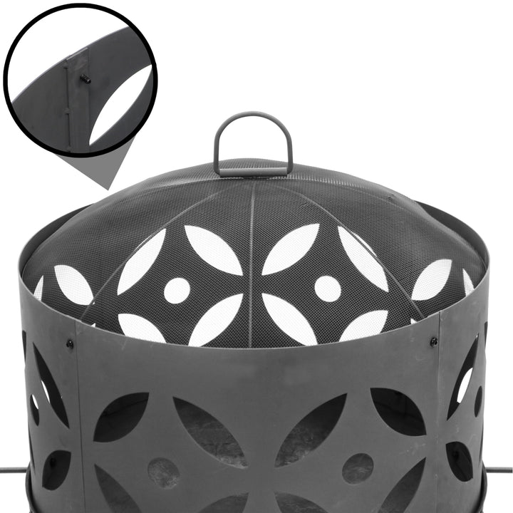 Sunnydaze 26 in Retro Cast Iron Fire Pit with Spark Screen Image 5