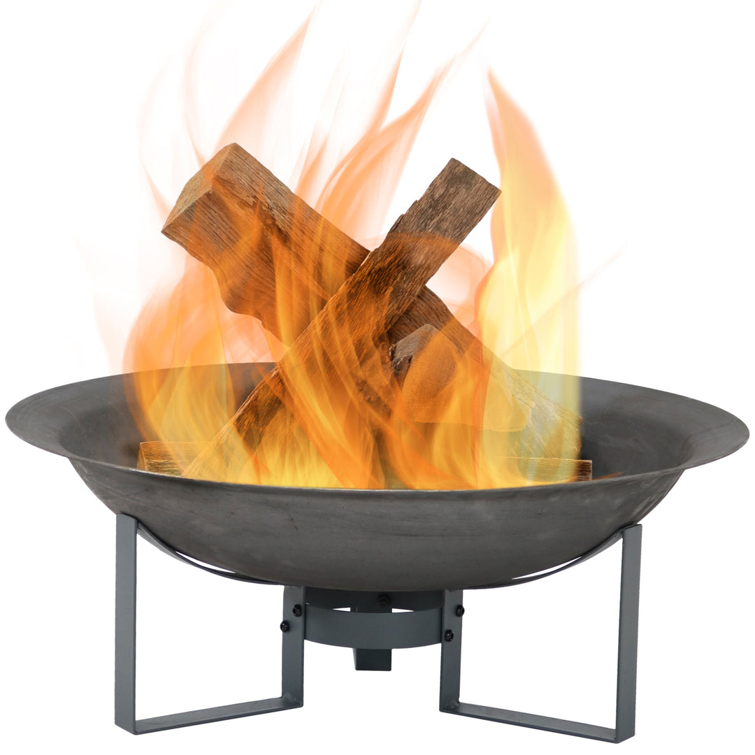 Sunnydaze 24 in Modern Cast Iron Fire Pit Bowl with Stand - Black Image 1