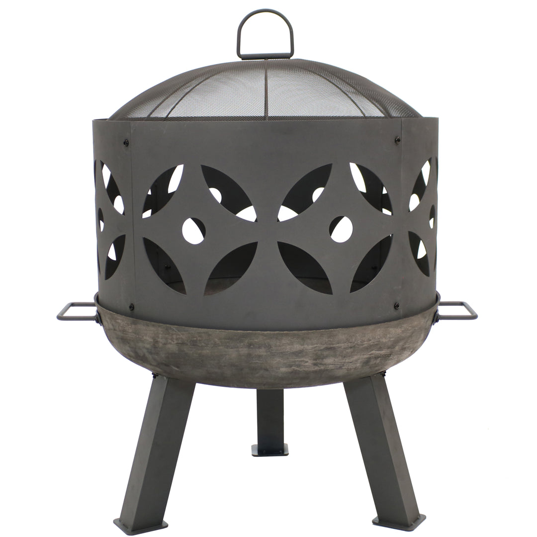 Sunnydaze 26 in Retro Cast Iron Fire Pit with Spark Screen Image 7