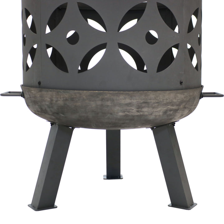 Sunnydaze 26 in Retro Cast Iron Fire Pit with Spark Screen Image 8