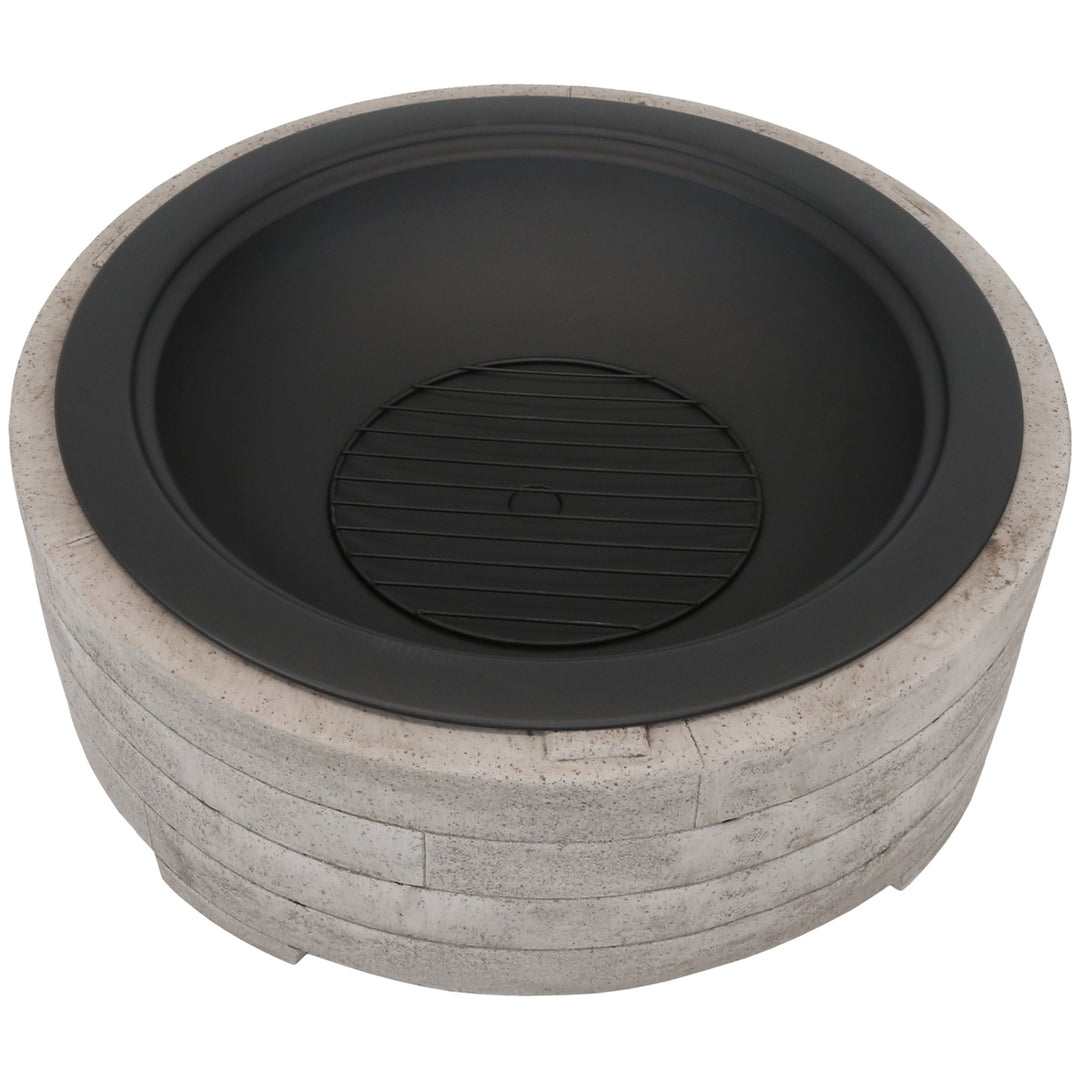 Sunnydaze 35 in Faux Stone Fire Pit with Handles and Spark Screen Image 6