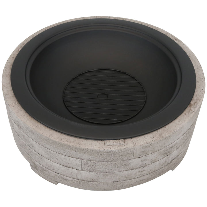 Sunnydaze 35 in Faux Stone Fire Pit with Handles and Spark Screen Image 6