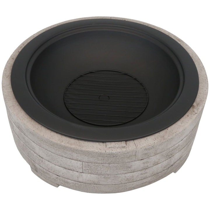 Sunnydaze 35 in Faux Stone Fire Pit with Handles and Spark Screen Image 7