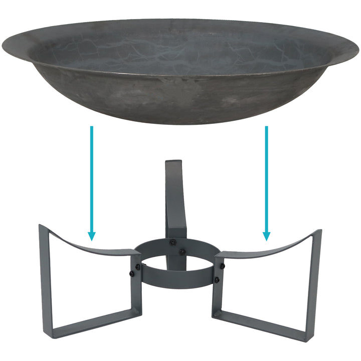 Sunnydaze 24 in Modern Cast Iron Fire Pit Bowl with Stand - Black Image 5