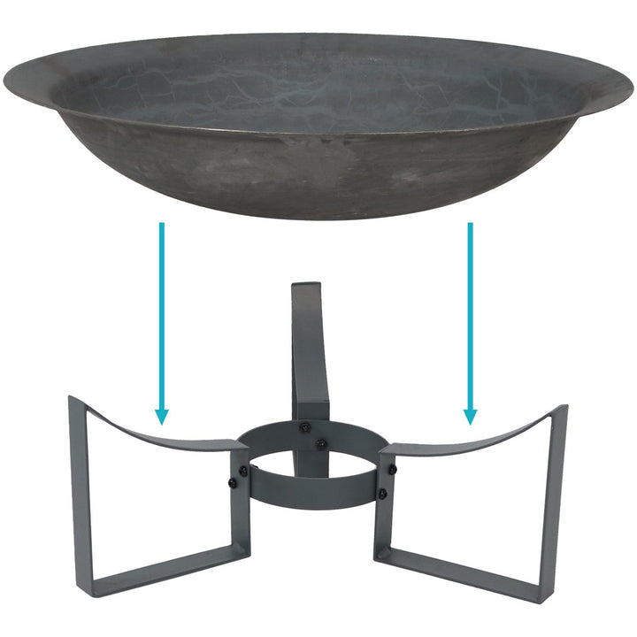 Sunnydaze 24 in Modern Cast Iron Fire Pit Bowl with Stand - Black Image 8