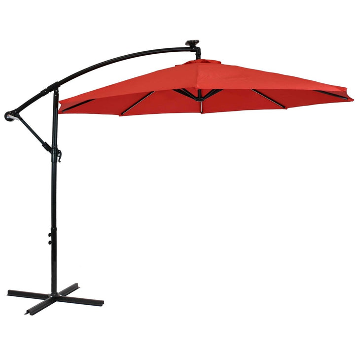 Sunnydaze 9.5 ft Solar Cantilever Offset Patio Umbrella - Cherry Image 1